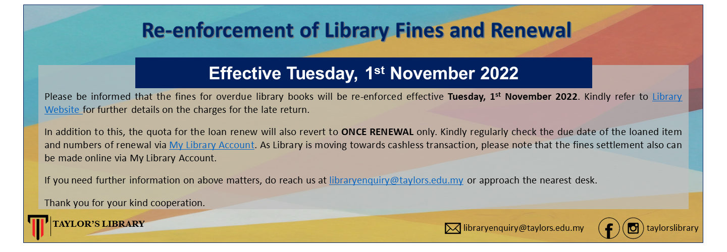 Re-enforcement of Library Fines and Renewal