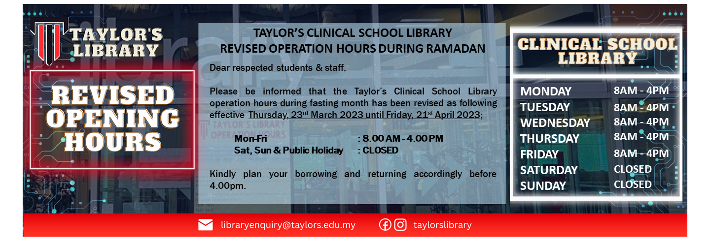 TCS Library revised operation hours